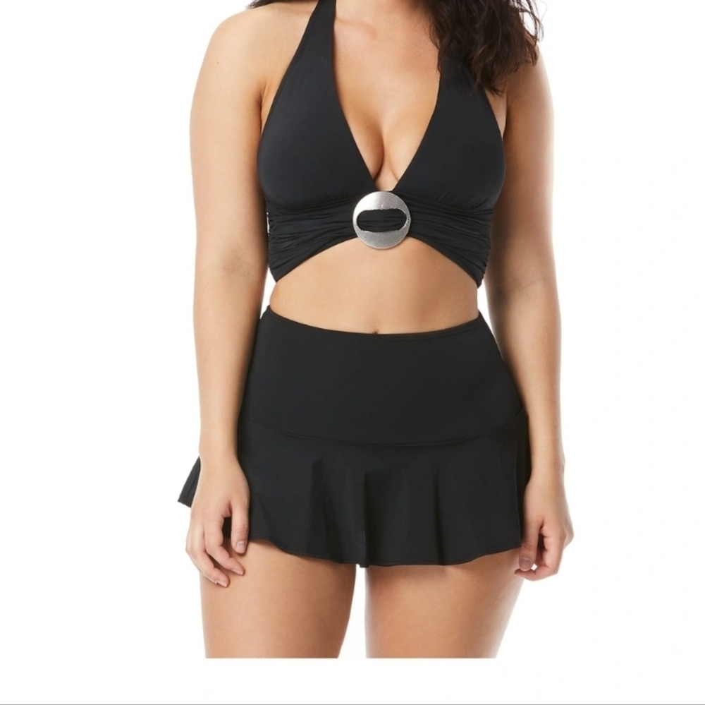 Contours By Coco Reef Black Halter Swimsuit Set Size M